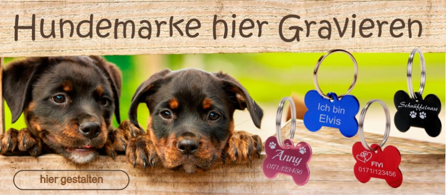 Hundemarken in verschiedenen Größen selber gravieren