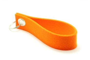 Wollfilz Schlüsselanhänger Orange in Schlaufe gelegt ohne Aufdruck