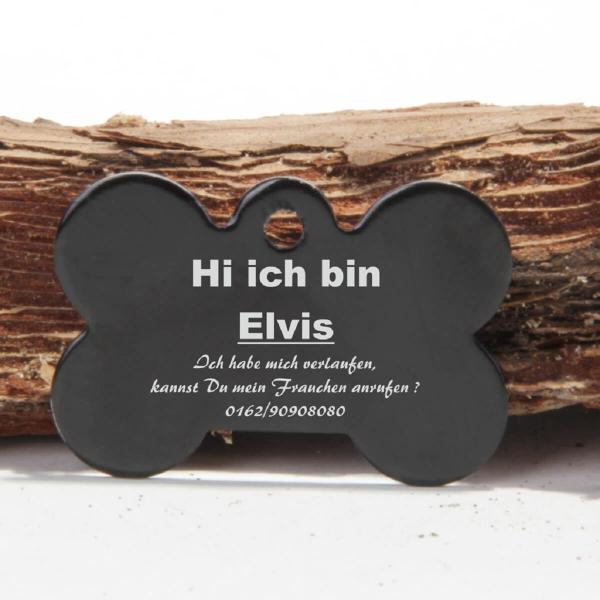 Hundmarke Knochenform schwarz