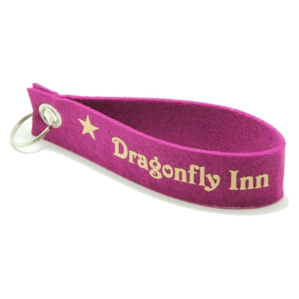 Polyesterfilz Schlüsselanhänger Magenta mit Motiv und Schriftzug, beidseitiger Druck möglich